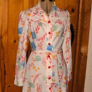 Vintage Wendy One 70’s Floral Dress Button Front Narrow Belt Cute!